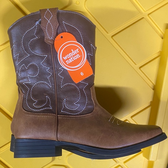 Wonder Nation Brown Western Boots Big kid Boys 6 Cowboy Boots - Picture 8 of 10